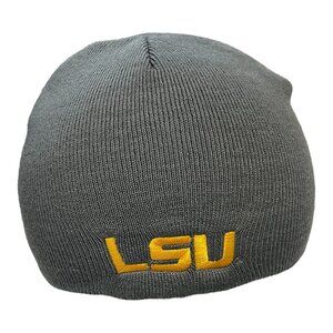 LSU Tigers Gray Knit Beanie Hat Embroidered Logo NCAA Winter Cap